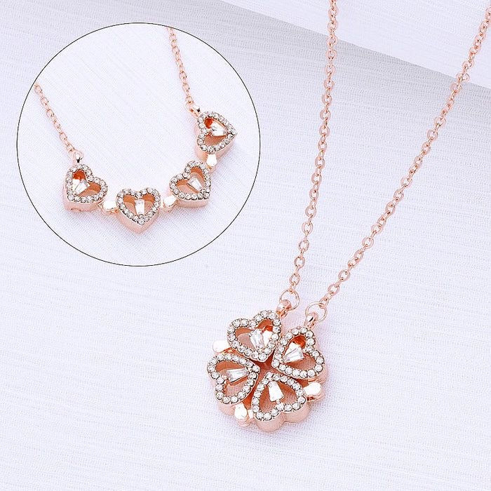 Rosegold Clover of love necklace