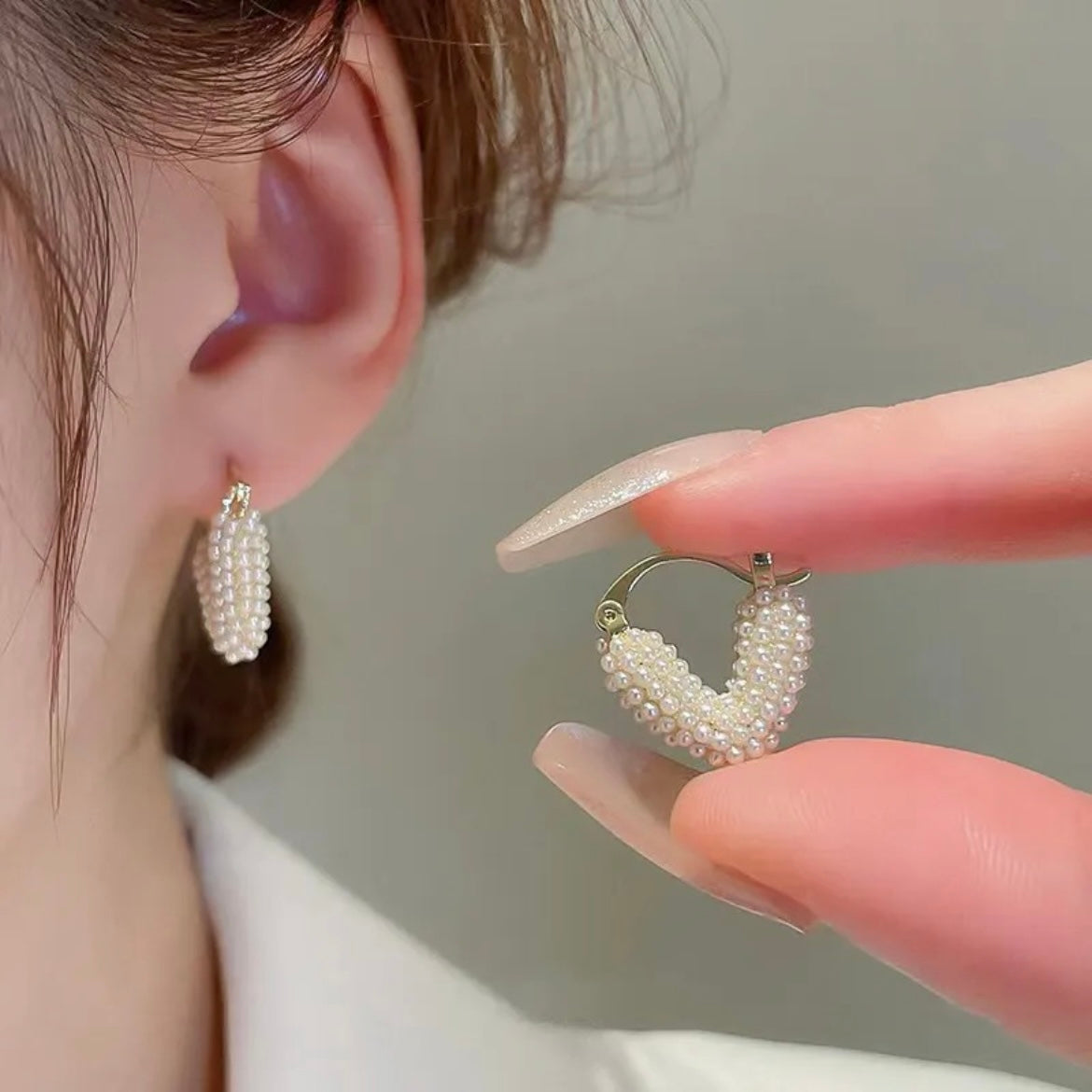 Pearl heart earrings