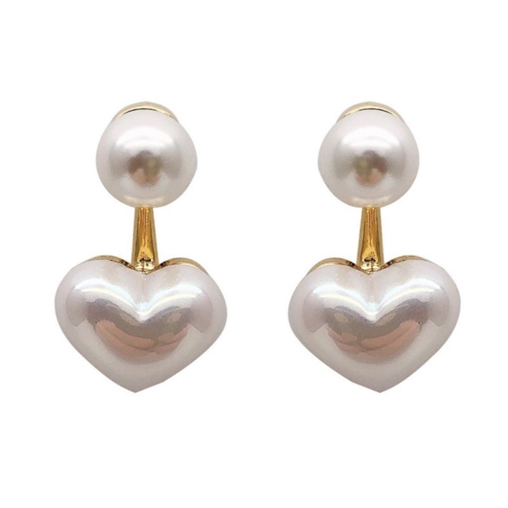 Pearl heart earrings