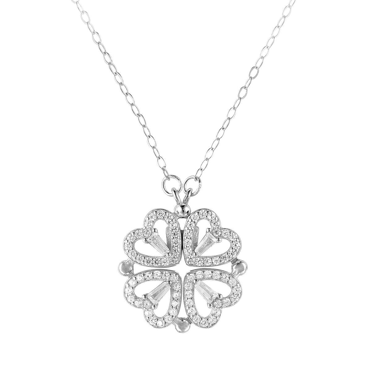 Silver Clover of love necklace