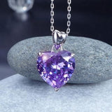 Purple Solitaire heart necklace