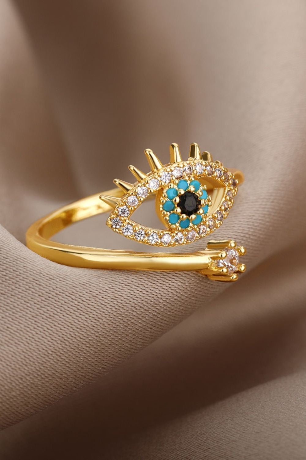 Golden evil eye guardian ring