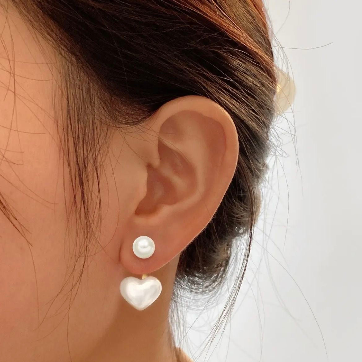 Pearl heart earrings