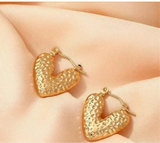 Minimal textured heart earrings