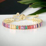 Multi colour rainbow Adjustable Tennis Bracelet