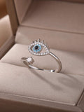 Silver evil eye guardian ring