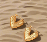 Minimal textured heart earrings