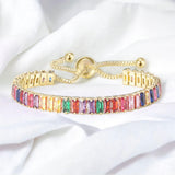 Multi colour rainbow Adjustable Tennis Bracelet