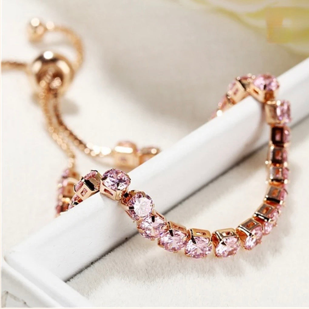 Pink Sparkle Adjustable Tennis Bracelet