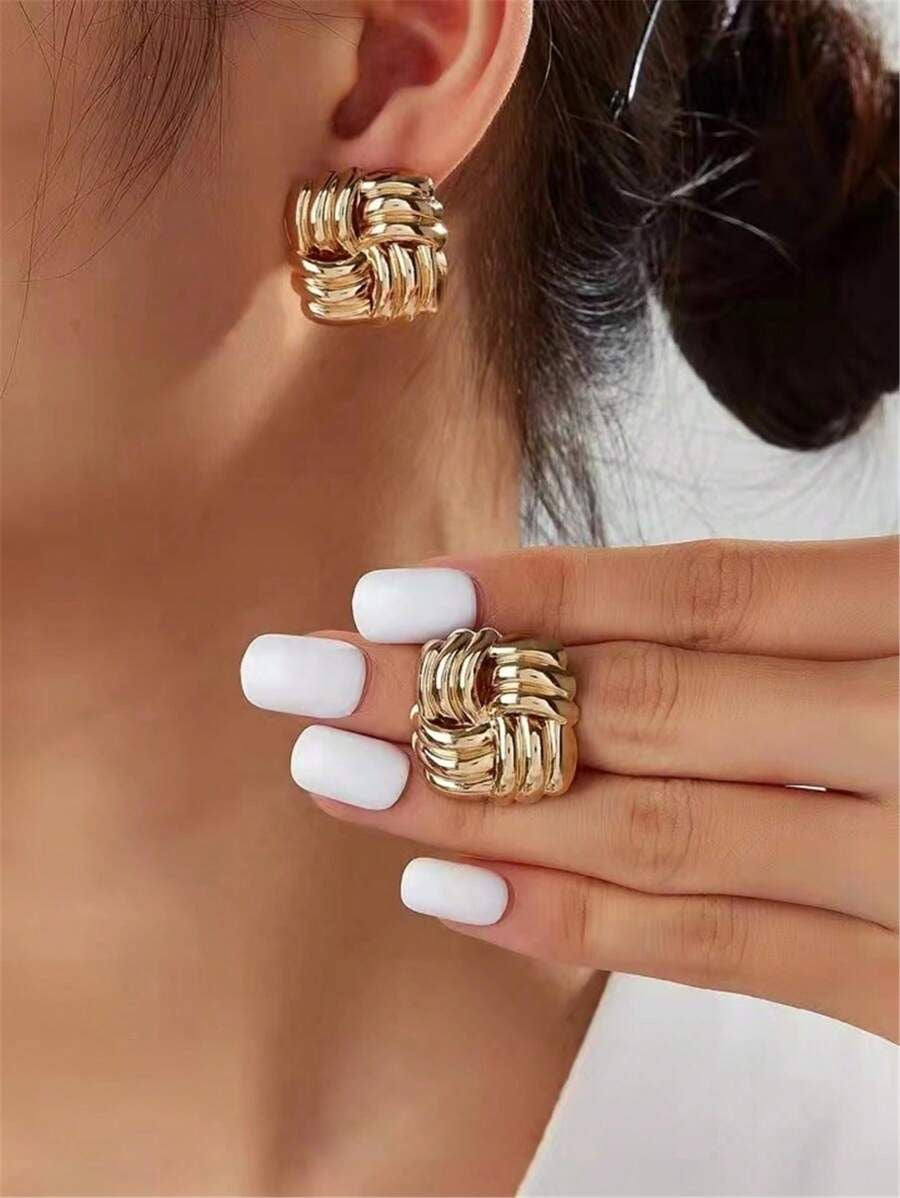 Luxe knot square earrings