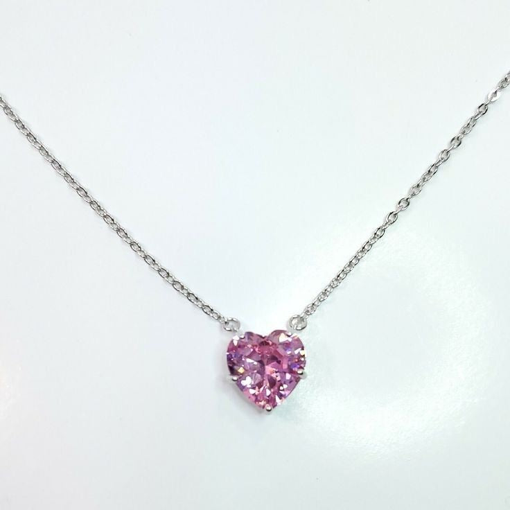 Minimal pink heart necklace