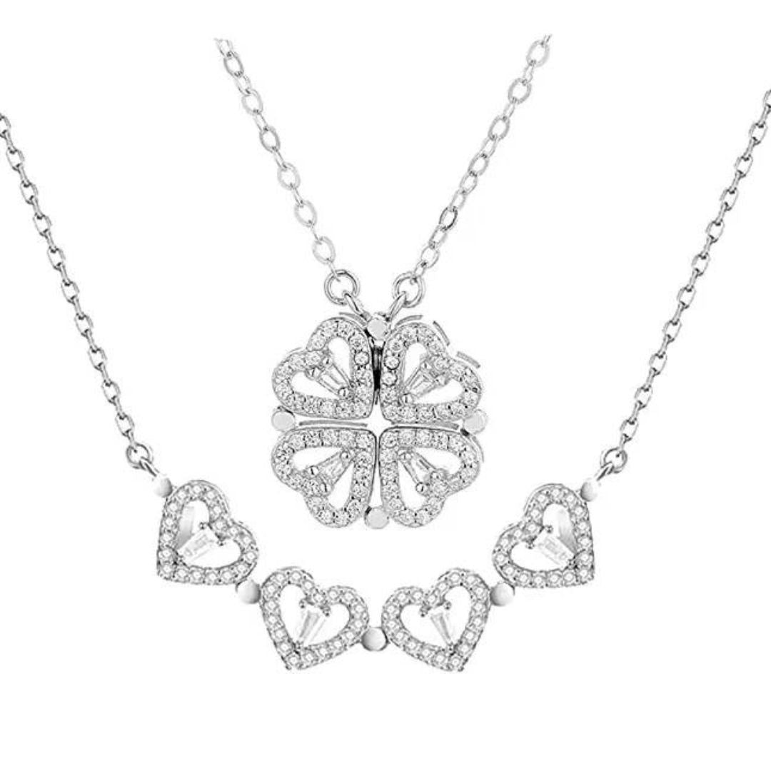 Silver Clover of love necklace