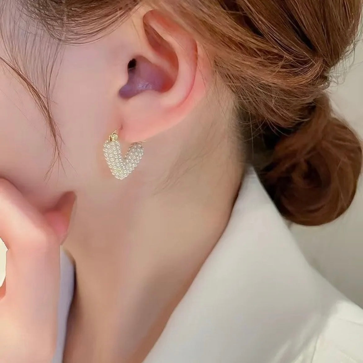 Pearl heart earrings