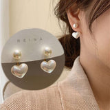 Pearl heart earrings