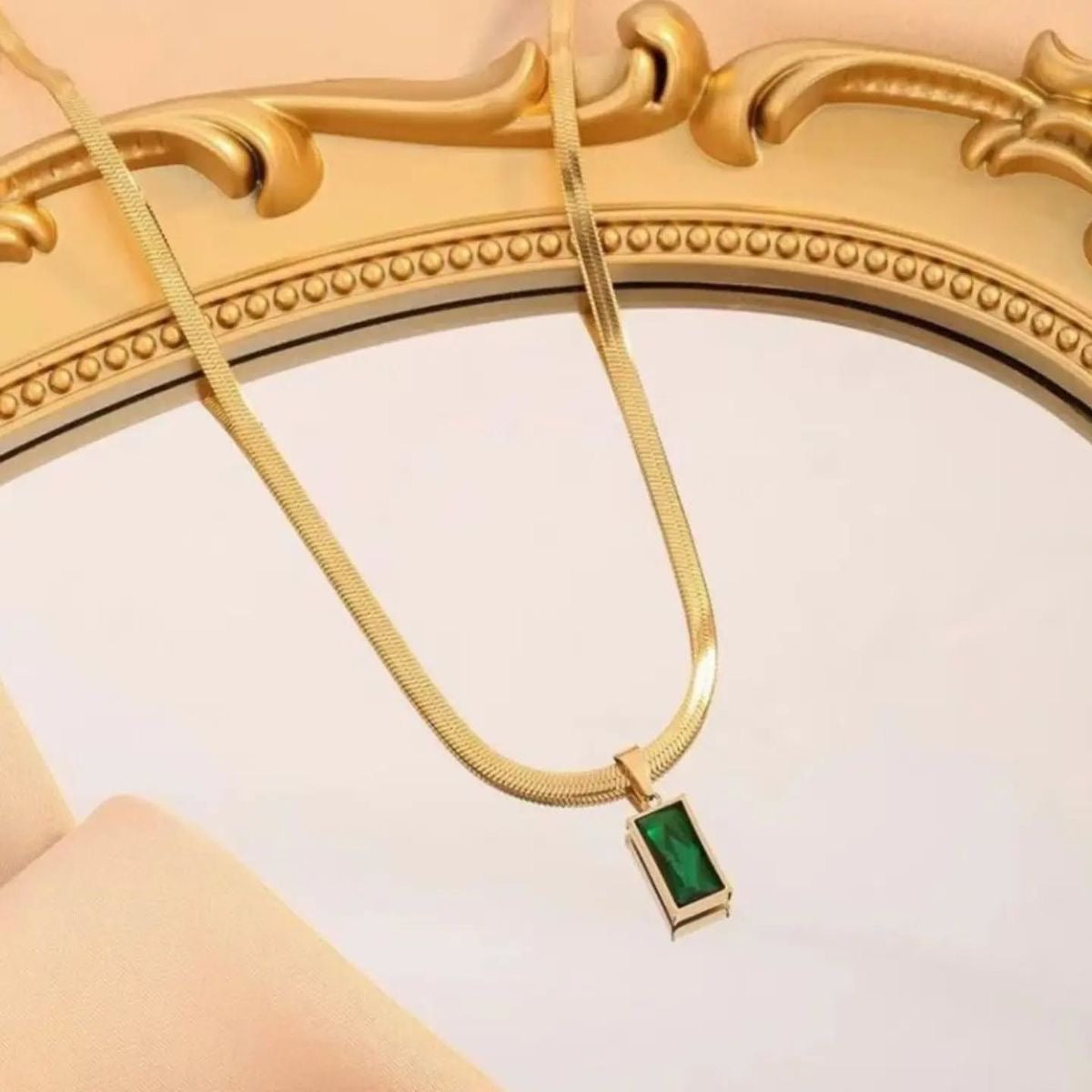 Emerald bar necklace