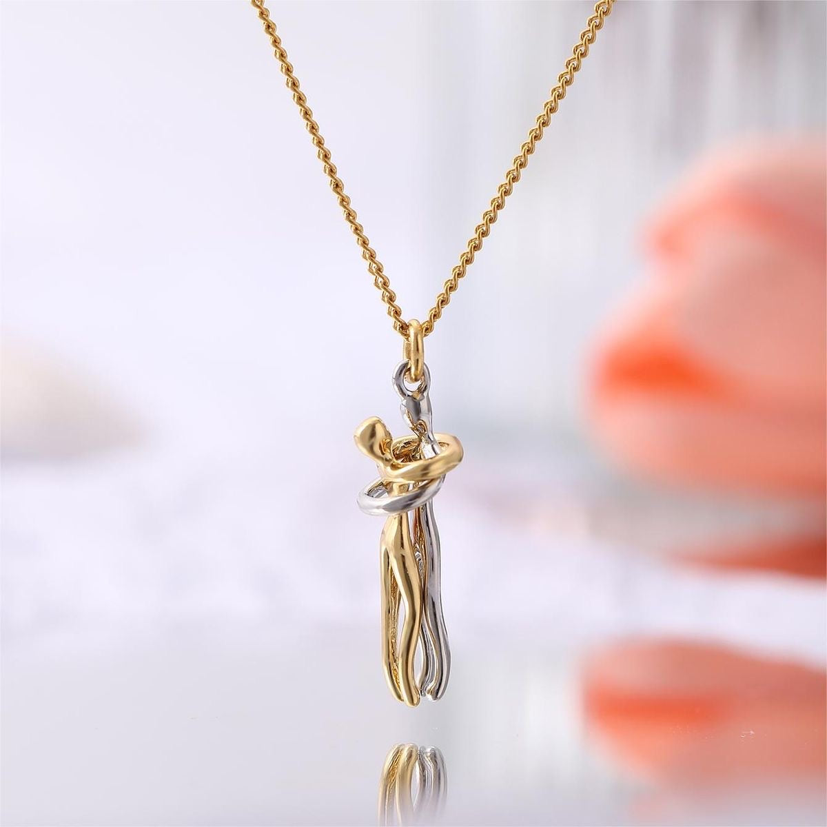 Golden & silver Hold me tight hug necklace