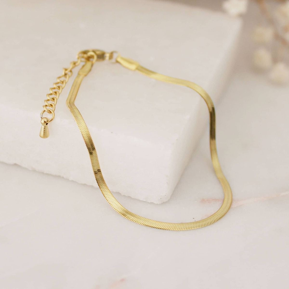 Golden Minimal snake chain anklet