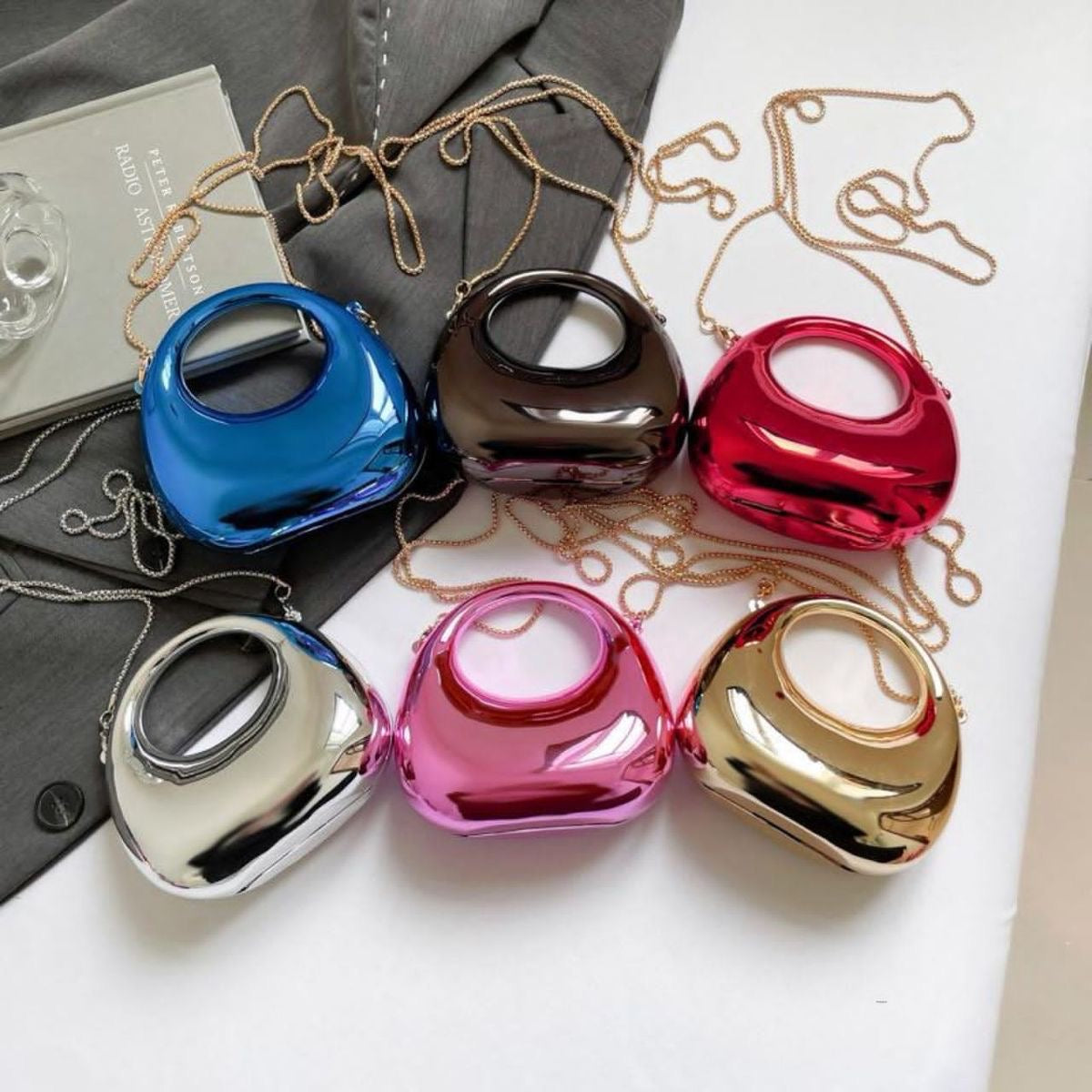 Mini plain metallic purse