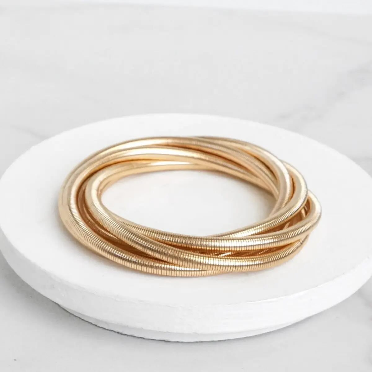 Golden Multilayer spiral bracelet & necklace in one