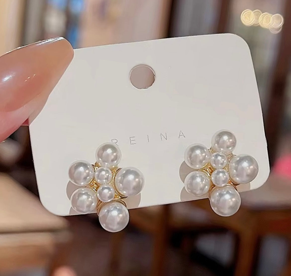 Pearls all over stud earring