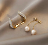 Rhinestone pearl drop earring