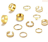 Dainty charm ring set (12 rings)