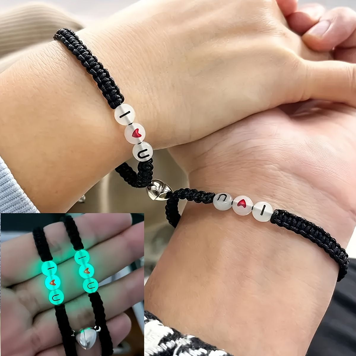I Heart U glow couple bracelets